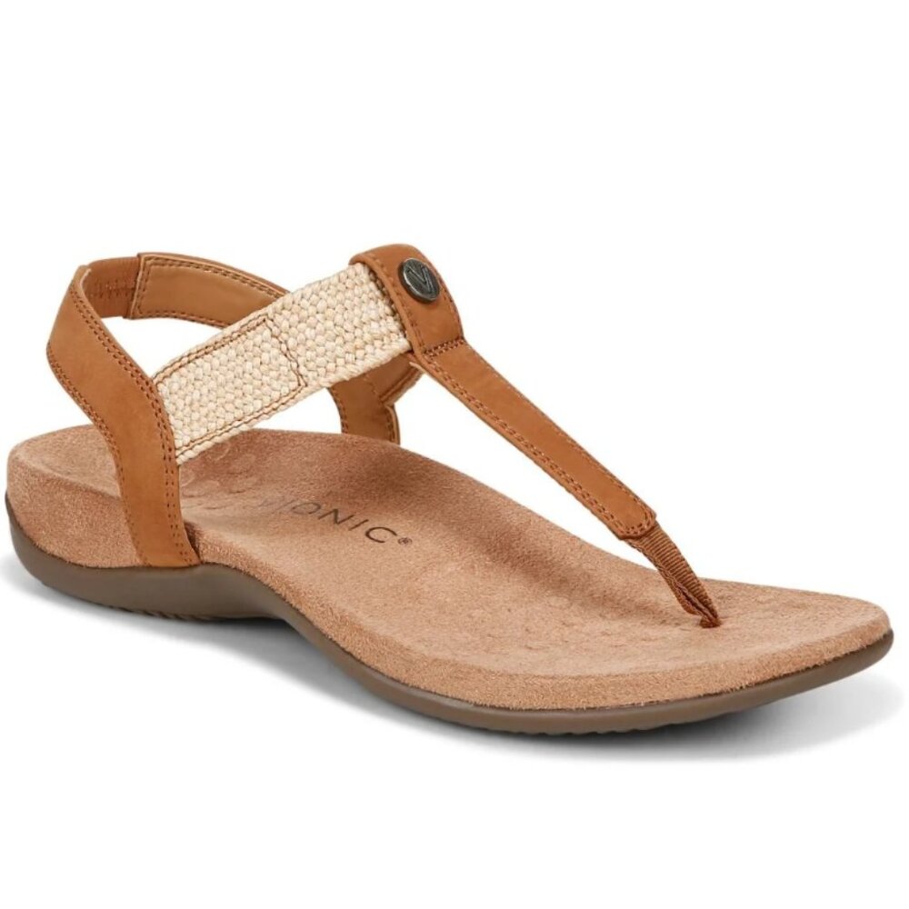 Vionic Brea Toe Post Slingback Sandal color Camel Nubuck